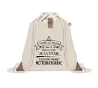Planetee Sac à dos avec pochette Metteur en Scène Ministère de la Magie - Sac de Sport et Gym avec cordelettes en Toile - Idée Cadeau Collègue Noël Anniversaire - Sac Doudou