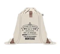 Planetee Sac à dos avec pochette Monteuse Ministère de la Magie - Sac de Sport et Gym avec cordelettes en Toile - Idée Cadeau Collègue Noël Anniversaire - Sac Doudou