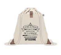 Planetee Sac à dos avec pochette Opticienne Ministère de la Magie - Sac de Sport et Gym avec cordelettes en Toile - Idée Cadeau Collègue Noël Anniversaire - Sac Doudou