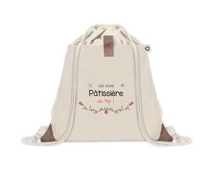 Planetee Sac à dos avec pochette Pâtissière au Top - Sac de Sport et Gym avec cordelettes en Toile - Idée Cadeau Collègue Noël Anniversaire - Sac Doudou