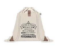 Planetee Sac à dos avec pochette Psychanalyste Ministère de la Magie - Sac de Sport et Gym avec cordelettes en Toile - Idée Cadeau Collègue Noël Anniversaire - Sac Doudou