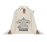 Planetee Sac à dos avec pochette Psychiatre Ministère de la Magie - Sac de Sport et Gym avec cordelettes en Toile - Idée Cadeau Collègue Noël Anniversaire - Sac Doudou