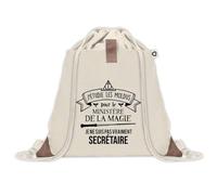 Planetee Sac à dos avec pochette Secrétaire Ministère de la Magie - Sac de Sport et Gym avec cordelettes en Toile - Idée Cadeau Collègue Noël Anniversaire - Sac Doudou
