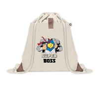Planetee Sac à dos avec pochette Super Boss - Sac de Sport et Gym avec cordelettes en Toile - Idée Cadeau Collègue Noël Anniversaire - Sac Doudou