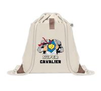 Planetee Sac à dos avec pochette Super Cavalier - Sac de Sport et Gym avec cordelettes en Toile - Idée Cadeau Collègue Noël Anniversaire - Sac Doudou