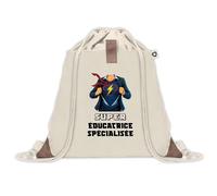 Planetee Sac à dos avec pochette Super Éducatrice Spécialisée - Sac de Sport et Gym avec cordelettes en Toile sac doudou cadeau fêtes de mères noël