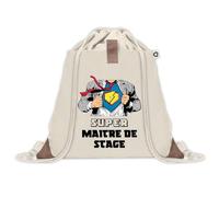 Planetee Sac à dos avec pochette Super Maitre de Stage - Sac de Sport et Gym avec cordelettes en Toile - Idée Cadeau Collègue Noël Anniversaire - Sac Doudou