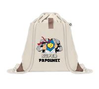 Planetee Sac à dos avec pochette Super Papounet - Sac de Sport et Gym avec cordelettes en Toile - Idée Cadeau Collègue Noël Anniversaire - Sac Doudou