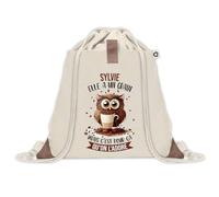 Planetee Sac à dos avec pochette Sylvie Chouette Grain - Sac de Sport et Gym avec cordelettes en Toile - Idée Cadeau Collègue Noël Anniversaire - Sac Doudou