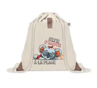 Planetee Sac à dos avec pochette Sylvie Koala à la Plage - Sac de Sport et Gym avec cordelettes en Toile - Idée Cadeau Collègue Noël Anniversaire - Sac Doudou
