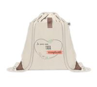 Planetee Sac à dos avec pochette Tata Irremplaçable - Sac de Sport et Gym avec cordelettes en Toile - Idée Cadeau Collègue Noël Anniversaire - Sac Doudou