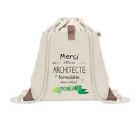 Planetee Sac à dos avec pochette Un Architecte Inoubliable - Sac de Sport et Gym avec cordelettes en Toile - Idée Cadeau Collègue Noël Anniversaire - Sac Doudou