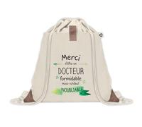 Planetee Sac à dos avec pochette Un Docteur Inoubliable - Sac de Sport et Gym avec cordelettes en Toile - Idée Cadeau Collègue Noël Anniversaire - Sac Doudou