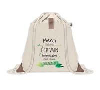 Planetee Sac à dos avec pochette Un Écrivain Inoubliable - Sac de Sport et Gym avec cordelettes en Toile - Idée Cadeau Collègue Noël Anniversaire - Sac Doudou