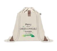 Planetee Sac à dos avec pochette Un Gardien d'Immeuble Inoubliable - Sac de Sport et Gym avec cordelettes en Toile - Idée Cadeau Collègue Noël Anniversaire - Sac Doudou