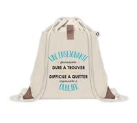 Planetee Sac à dos avec pochette Une Enseignante Formidable - Sac de Sport et Gym avec cordelettes en Toile - Idée Cadeau Collègue Noël Anniversaire - Sac Doudou
