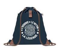 Planetee Sac à dos Bleu avec pochette Alexis Homme Mythe Légende - étoile - Sac de Sport et Gym avec Cordelettes en Toile - Sac Doudou - Idée Cadeau Original Collègue, Anniversaire ou Départ Retraite