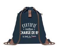 Planetee Sac à dos Bleu avec pochette Certifié meilleur Chargé de RP Chargé de Relations Publiques - Sac de Sport et Gym avec Cordelettes en Toile - Idée Cadeau Collègue, Anniversaire, Retraite