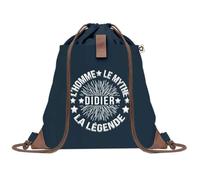Planetee Sac à dos Bleu avec pochette Didier Homme Mythe Légende - étoile - Sac de Sport et Gym avec Cordelettes en Toile - Sac Doudou - Idée Cadeau Original Collègue, Anniversaire ou Départ Retraite
