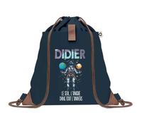 Planetee Sac à dos Bleu avec pochette Didier Unique dans l'Univers - Sac de Sport et Gym avec Cordelettes en Toile - Sac Doudou - Idée Cadeau Original Collègue, Anniversaire ou Départ Retraite