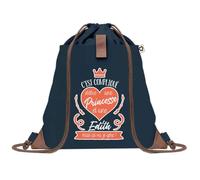 Planetee Sac à dos Bleu avec pochette Edith Princesse - Sac de Sport et Gym avec Cordelettes en Toile - Sac Doudou - Idée Cadeau Original Collègue, Anniversaire ou Départ Retraite