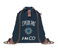 Planetee Sac à dos Bleu avec pochette J'peux Pas Course d'Orientation - Sac de Sport et Gym avec Cordelettes en Toile - Sac Doudou - Idée Cadeau Original Collègue, Anniversaire ou Départ Retraite