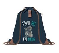 Planetee Sac à dos Bleu avec pochette J'peux Pas Maths Einstein - Sac de Sport et Gym avec Cordelettes en Toile - Sac Doudou - Idée Cadeau Original Collègue, Anniversaire ou Départ Retraite