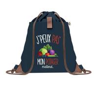 Planetee Sac à dos Bleu avec pochette J'peux Pas Potager - Sac de Sport et Gym avec Cordelettes en Toile - Sac Doudou - Idée Cadeau Original Collègue, Anniversaire ou Départ Retraite