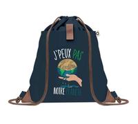 Planetee Sac à Dos Bleu avec Pochette J'peux Pas Sauver Notre Sac de Sport et Gym avec Cordelettes en Toile - Sac Doudou - Idée Cadeau Original Collègue, Anniversaire ou Départ Retraite