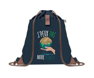 Planetee Sac à Dos Bleu avec Pochette J'peux Pas Sauver Notre Sac de Sport et Gym avec Cordelettes en Toile - Sac Doudou - Idée Cadeau Original Collègue, Anniversaire ou Départ Retraite