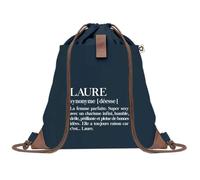Planetee Sac à dos Bleu avec pochette Laure Définition - Sac de Sport et Gym avec Cordelettes en Toile - Sac Doudou - Idée Cadeau Original Collègue, Anniversaire ou Départ Retraite
