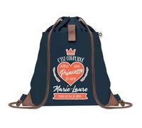 Planetee Sac à dos Bleu avec pochette Marie-Laure Princesse - Sac de Sport et Gym avec Cordelettes en Toile - Sac Doudou - Idée Cadeau Original Collègue, Anniversaire ou Départ Retraite