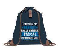 Planetee Sac à dos Bleu avec pochette Pascal Parfait - Sac de Sport et Gym avec Cordelettes en Toile - Sac Doudou - Idée Cadeau Original Collègue, Anniversaire ou Départ Retraite