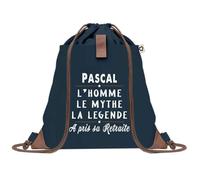Planetee Sac à dos Bleu avec pochette Pascal Retraite - Sac de Sport et Gym avec Cordelettes en Toile - Sac Doudou - Idée Cadeau Original Collègue, Anniversaire ou Départ Retraite