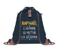 Planetee Sac à dos Bleu avec pochette Raphaël Homme Mythe Légende - jaune - Sac de Sport et Gym avec Cordelettes en Toile - Sac Doudou - Idée Cadeau Original Collègue, Anniversaire ou Départ Retraite