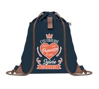 Planetee Sac à dos Bleu avec pochette Sylvie Princesse - Sac de Sport et Gym avec Cordelettes en Toile - Sac Doudou - Idée Cadeau Original Collègue, Anniversaire ou Départ Retraite
