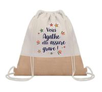 Planetee Sac à dos toile et jute Agathe elle assure grave ! | Sac de Sport et Gym, Sac Doudou Enfant Cadeau Fête des Mères Anniversaire Soeur Noël Tata Marraine