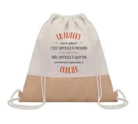 Planetee Sac à Dos Toile et Jute Alain Aussi Génial - Sac avec Cordelettes - Idée Cadeau Original Collègue, Anniversaire, Départ Retraite ou Fin d’Année