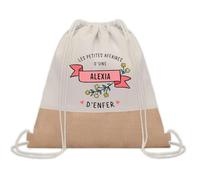Planetee Sac à dos toile et jute Alexia Les Affaires d'Enfer | Sac de Sport et Gym avec cordelettes | Idée Cadeau Collègue Noël Anniversaire | Sac Doudou