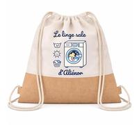 Planetee Sac à Dos Toile et Jute Aliénor : Le linge sale | Sac Crèche École Maternelle Petite Section | Coton et Fond Jute 7 L | Cadeau Rentrée Fille