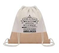 Planetee Sac à dos toile et jute Ambulancier Ministère de la Magie | Sac de Sport et Gym avec cordelettes | Idée Cadeau Collègue Noël Anniversaire | Sac Doudou