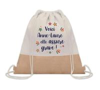 Planetee Sac à dos toile et jute Anne-Laure elle assure grave ! | Sac de Sport et Gym, Sac Doudou Enfant Cadeau Fête des Mères Anniversaire Soeur Noël Tata Marraine