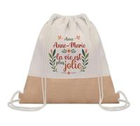 Planetee Sac à dos toile et jute Anne-Marie la vie est plus jolie | Sac de Sport et Gym, Sac Doudou Enfant Cadeau Fête des Mères Anniversaire Soeur Noël Tata Marraine