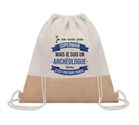 Planetee Sac à dos toile et jute Archéologue Super-Héros Homme | Sac de Sport et Gym avec cordelettes | Idée Cadeau Collègue Noël Anniversaire | Sac Doudou