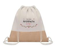 Planetee Sac à dos toile et jute Architecte au Top | Sac de Sport et Gym avec cordelettes | Idée Cadeau Collègue Noël Anniversaire | Sac Doudou