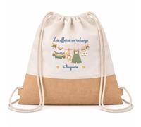 Planetee Sac à Dos Toile et Jute Auguste : Les affaires de secours | Sac Crèche École Maternelle Petite Section | Coton et Fond Jute 7 L | Cadeau Rentrée Garçon