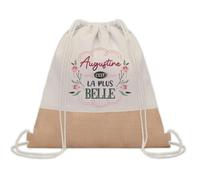 Planetee Sac à dos toile et jute Augustine la plus belle | Sac de Sport et Gym, Sac Doudou Enfant Cadeau Fête des Mères Anniversaire Soeur Noël Tata Marraine