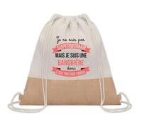 Planetee Sac à dos toile et jute Banquière Super-Héros Femme | Sac de Sport et Gym avec cordelettes | Idée Cadeau Collègue Noël Anniversaire | Sac Doudou