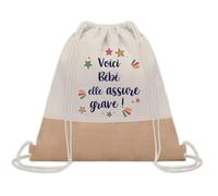Planetee Sac à dos toile et jute Bébé elle assure grave ! | Sac de Sport et Gym, Sac Doudou Enfant Cadeau Fête des Mères Anniversaire Soeur Noël Tata Marraine