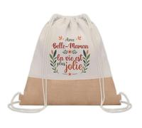 Planetee Sac à dos toile et jute Belle-Maman la vie est plus jolie | Sac de Sport et Gym, Sac Doudou Enfant Cadeau Fête des Mères Anniversaire Soeur Noël Tata Marraine